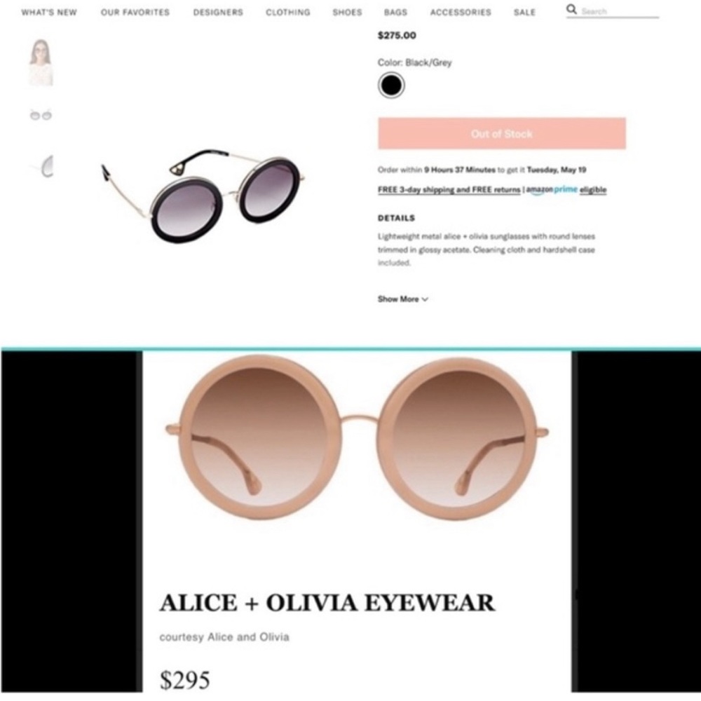 Alice and Olivia Round Sunglasses